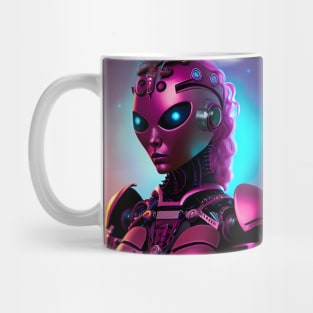 A pink robot space queen ruler of the galaxy. Mug